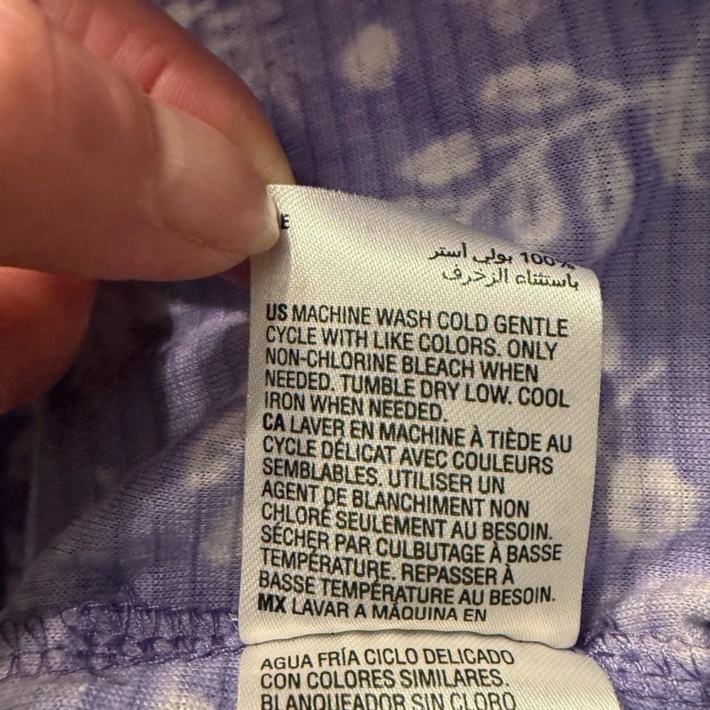 Charter Club Sleepwear fleece shirt in purple with leaf & flower pattern Size 1X